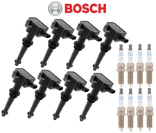 Ignition Coil + Spark Plug Double Iridium (8set) OEM Bosch for Land Rover V8