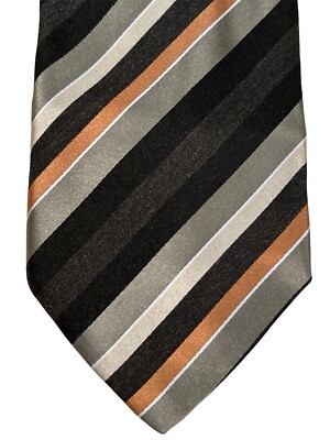 Vintage ALTEA Milano Handmade 100% Silk Metallic Striped Necktie Made In Italy
