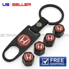 VALVE STEM CAPS + KEYCHAIN WHEEL TIRE BLACK - US SELLER