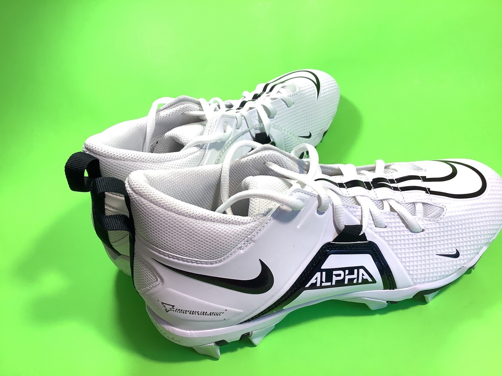 NIKE ALPHA MENACE Men’s Football Cleats Size 10 White w/Black NEW thumbnail 10