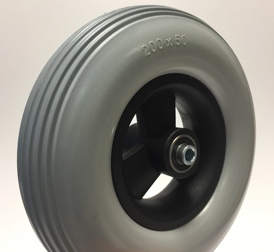 2 Stück 200x50 Rollstuhl Reifen 100% pannensicher (8x2) mit Felge Kugellager TOP - Bild 2 von 3