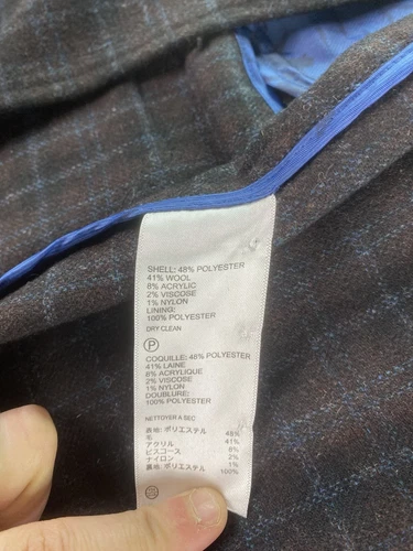 Tommy Bahama Sport Coat Large Taupe Polyester Wool Windowpane Luxury Designer - Picture 14 of 15