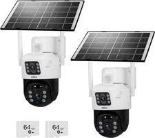 KERUI 2K Solar Security Cameras Dual Lens Wireless Security Camera Outside 2PACK