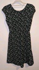 Old Navy Black Dress with White and Green Floral Print Size S