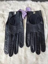 Vintage Pair Of Navy Genuine Deerskin Leather Women  s Driving Gloves W/snap READ