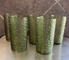 5 Vintage Anchor Hocking Soreno Avocado Glass Tumblers 12 Oz.