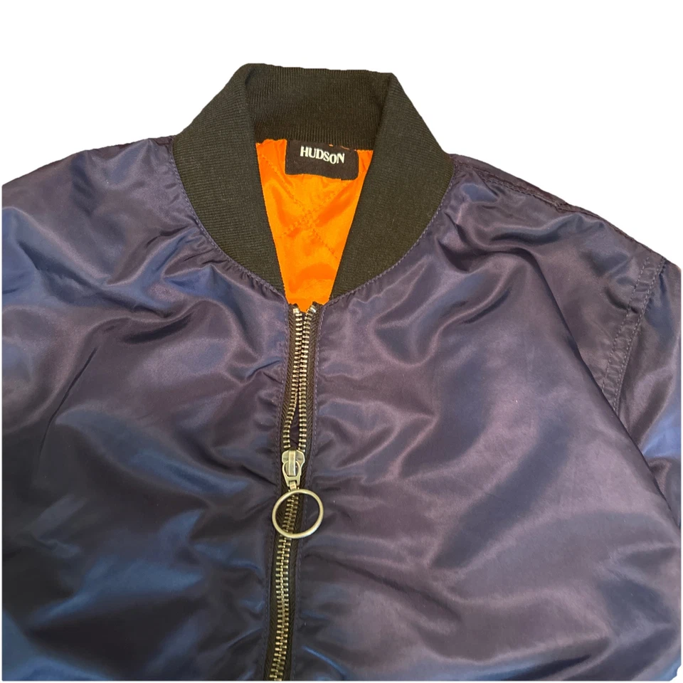 Women's XS Hudson Foxtrot Cape Poncho Zip Bomber Jacket Navy Blue Zip Arms - Image 2 of 4