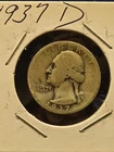 1937 D SILVER COIN WASHINGTON QUARTER HARD TO FIND D MINT .25 SILVER COIN