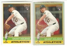 2 DIFFERENT 2025 TOPPS HERITAGE GRANT HOLMAN RC PARALLEL BASEBALL CARDS LOT