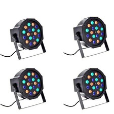 4 Fari 18W Rgb Sensore Sonoro 18 Led Vari Colori Discoteca Faretto Luce Colorata