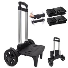 Foldable Backpack Trolley Cart with Large Wheels, Rolling Luggage Cart