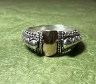 Vintage Ring 7.5 Sterling Silver 925 Dome Bead Bali Cigar Band Vermeil Accent