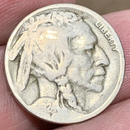 1924s Buffalo nickel, nice original GOOD+ condition 3/4 date clear mm horn base