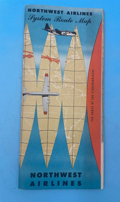Vintage NORTHWEST Airlines Air Lines System Route Map