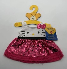 Build a Bear Hello Kitty Face Sequin Dress White Pink NWT