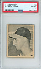 1948 Bowman Warren Spahn rookie baseball card, graded VG-EX 4, #18 HOF Braves