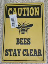 CAUTION BEES Aluminum Sign Weatherproof Outdoor Garden Safety 8 in x 12 in