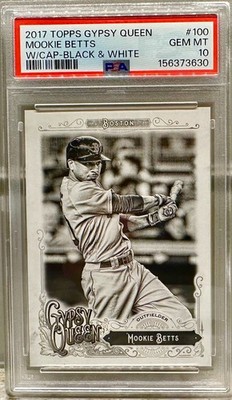 JERSEY NUMBER MATCH! 2017 Gypsy Queen Mookie Betts Black & White 50/50! PSA 10!