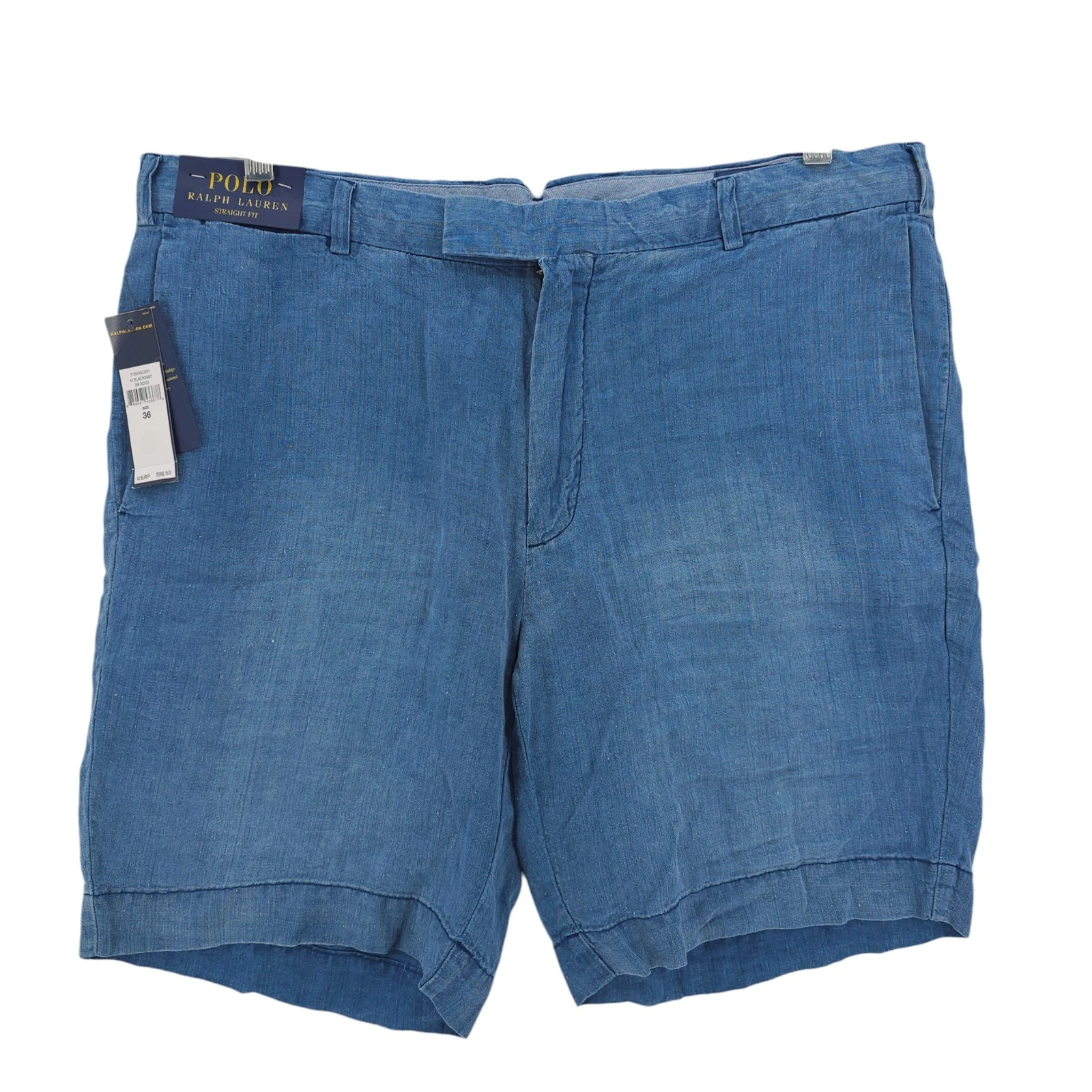 NWT POLO RALPH LAUREN 100% Linen Shorts Indigo Blue 8.5" Inseam Size 36