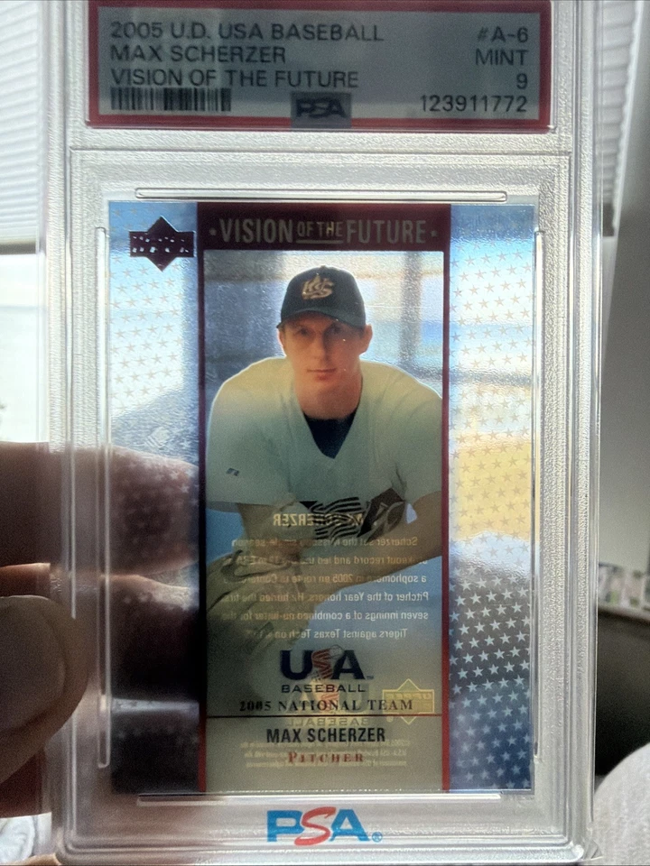 PSA 9 2005 Upper Deck USA Baseball Vision of the Future Max Scherzer #A-6 SSP RC - Image 3 of 3