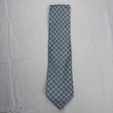 Altea Men's Tie 100 Silk Blue Geometric Pattern / 60" x 3.75"/ Italy