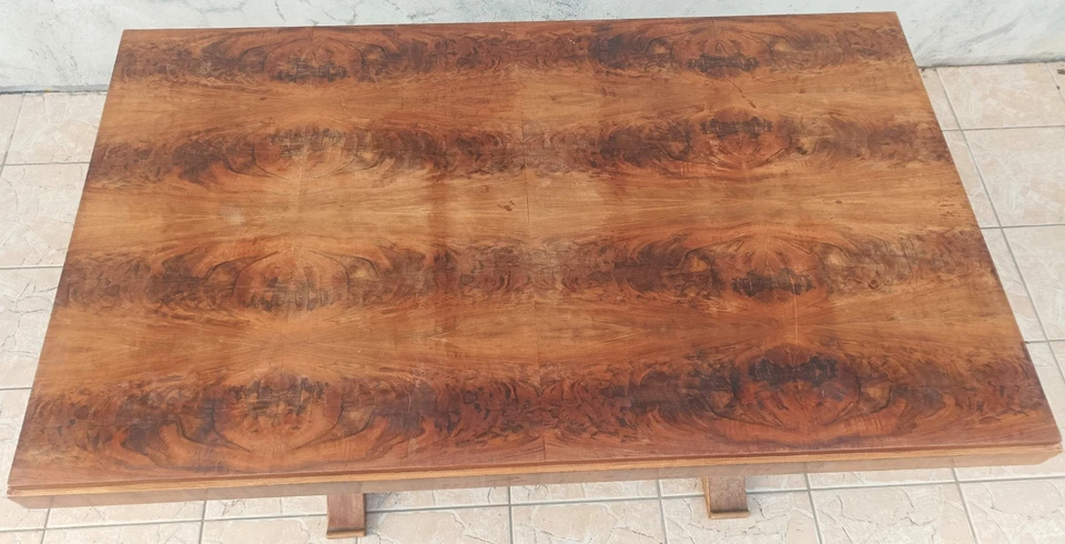 Table Art Déco en ronce de noyer - Photo 2/4