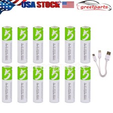 12x USB AA 1.5V Lithium ion Rechargeable li-ion Battery Fast Charge Type C Cable