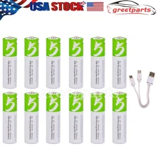12x USB AA 1.5V Lithium ion Rechargeable li-ion Battery Fast Charge Type C Cable