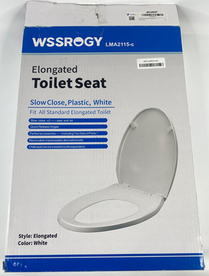 WSSROGY Elongated Toilet Seat Slow Close White Plastic LMA2115-c Quick Release