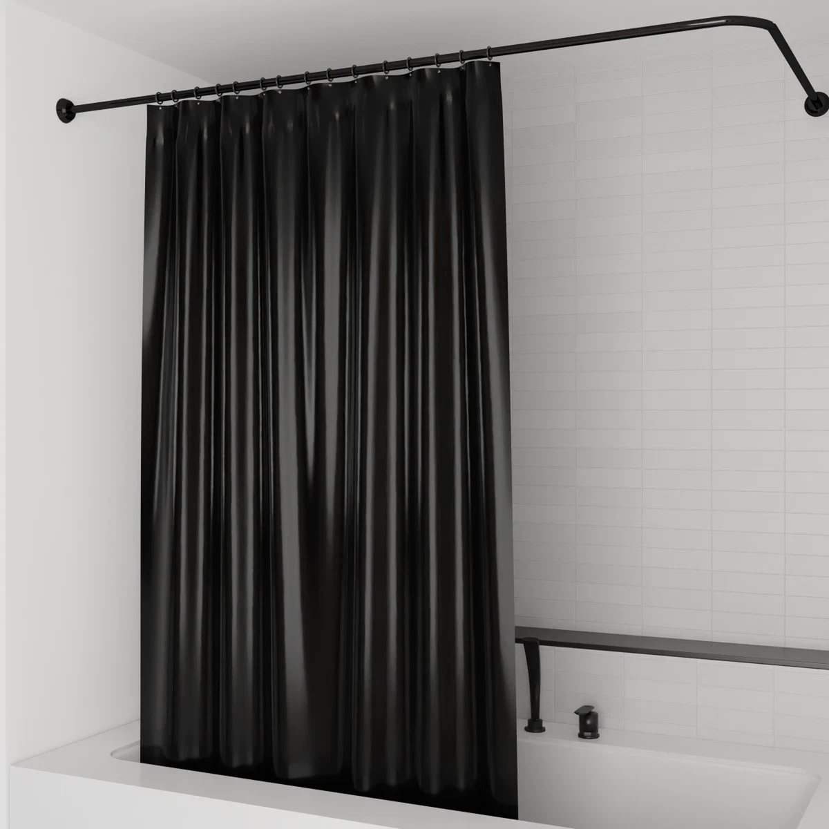 Rideau de Douche Imprimé Orbella 180x200cm Blanc & Argent