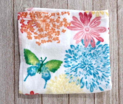 Decorative 12'' x 12'' Colorful Butterflies Flowers Dish Cloth 