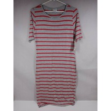 NWT LuLaRoe Julia Pencil Dress Light Gray With Pink Stripes Size Small