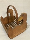 Vintage Wood Duck Planter Basket Wooden Slats Hunting Cabin Decor Folk Art!