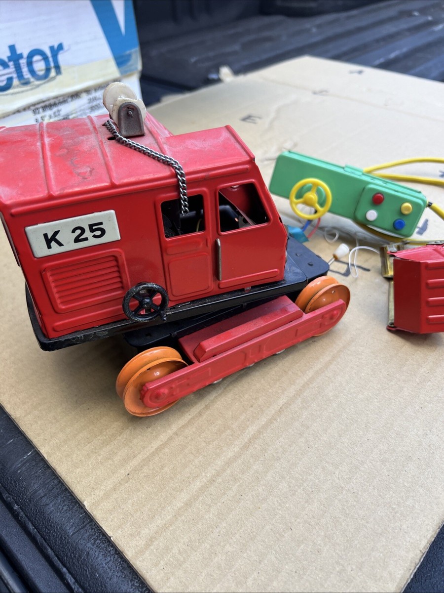 1960's Alps K-25 Tracked Power Shovel Crane Vintage Tin Toy Japan