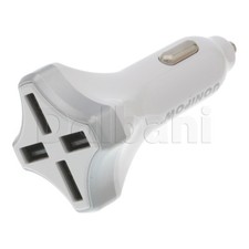 4 USB CAR PLUG CHARGER White for Universal Devices