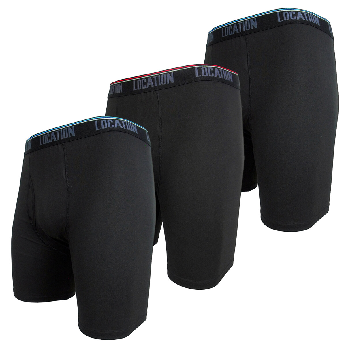 Mens Location Boxers 3 Pack Sports Longer Leg Boxer Shorts Mix & Match
