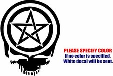 Pentacle Wiccan Pagan Skull Decal Sticker JDM Vinyl Car Window Bumper Truck 7"