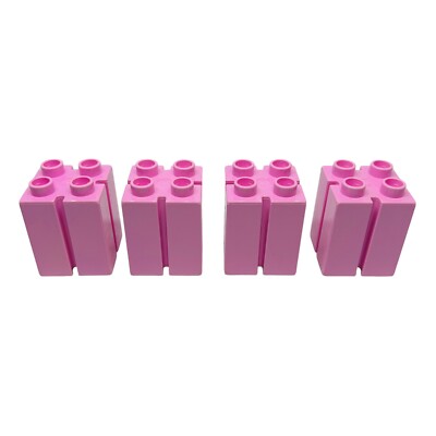 ののの LEGO 4x Duplo 2x2x2 Tall Vertical Column Bright Pink Groove Slot