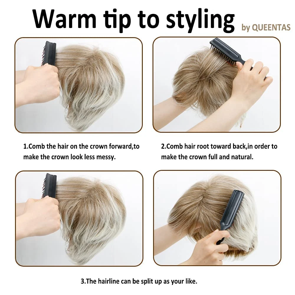 QUEENTAS Pixie Layered Short Blonde Wigs for White Black Women Synthetic Hair... - Picture 6 of 12