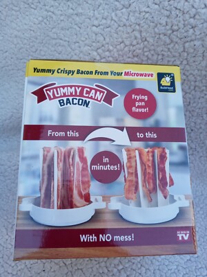 YUMMY CAN BACON Microwave Cooker And Splanter Proof Lid For Perfect Crispy Bacon