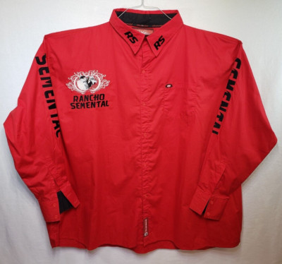 Rancho Semental Shirt Mens 3XL Burgundy Long Sleeve Western Rodeo Bull Riding