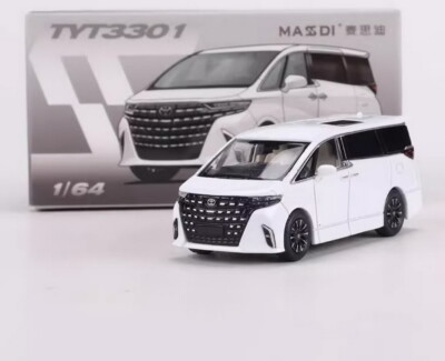 MASDI 1/64 Scale  Alphard 2023 MPV White Diecast Car Model Toy Gift