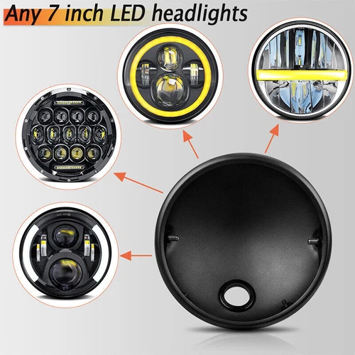 Universal 7Inch Motorcycle LED Headlight Shell Metal Housing Cover Trim Headlamp - Picture 6 of 10