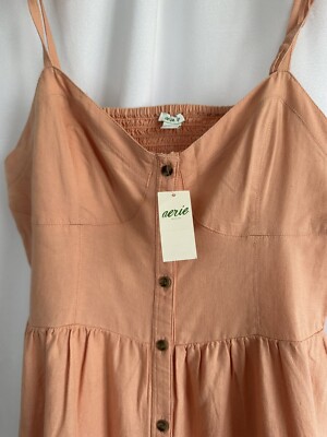 Aerie New with Tags Womens Linen Blend Corset Tie Strap Dress Size Small |  eBay