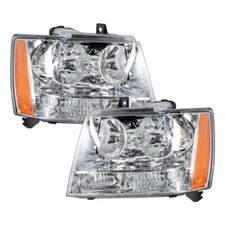 For 2007-2014 Chevy Avalanche/Suburban/Tahoe Chrome Headlights Lamp Left+Right