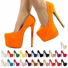 NEW WOMENS LADIES CONCEALED PLATFORM STILETTO HIGH HEELS COURT SHOES SIZE 3-8
