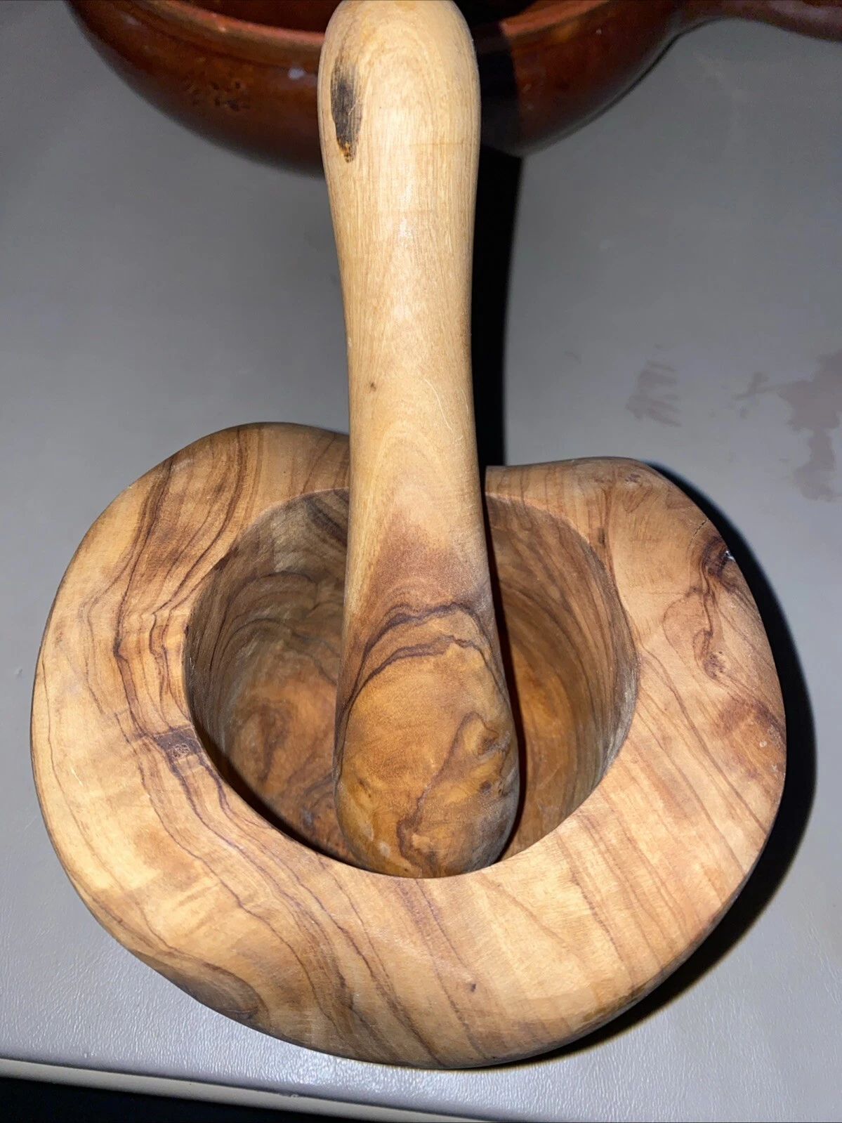 Vintage Wood Mortar and Pestle Mid Century Modern Danish Modern