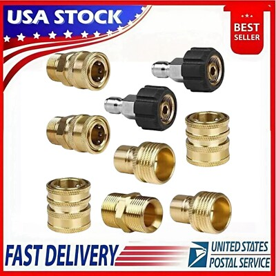 #ad Pressure Washer Adapter Set Quick Disconnect Kit M22 Swivel to 3 8 Connect 3 4 $22.98