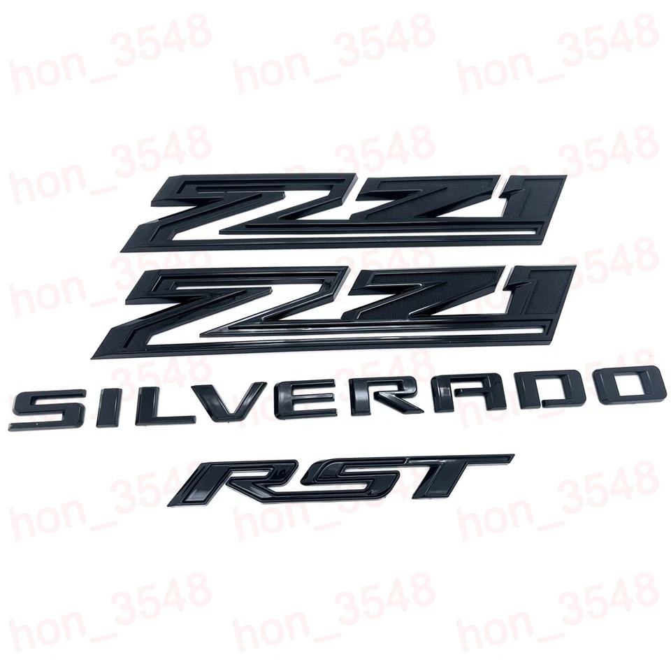 Kit de placa de identificación emblema negro brillante Chevrolet Silverado RST Z71 2019-2024 4 piezas Foto 3 de 4