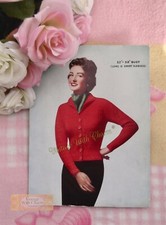 Vintage 1950s Lady's Cardigan Knitting Pattern 3 Sizes Fit 32-38 Inch Bust.